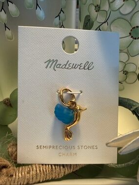 Madewell Gold tone Hummingbird Charm with Blue Stone